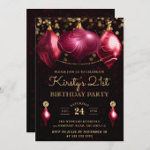 Invitation Élégant Baubles d'Agate Bourgogne 21e anniversaire (Devant / Derrière)