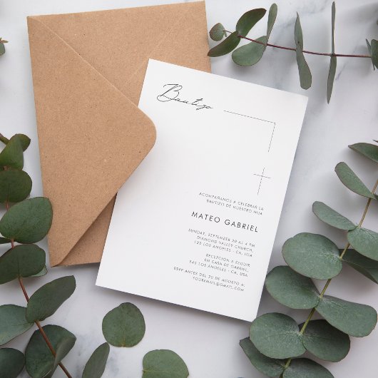 Invitation Elegant Bautizo | Baptême mexicain en espagnol