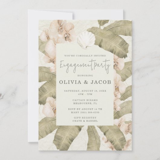 Invitation Elegant Beach Coastal Engagement Party  (Devant)