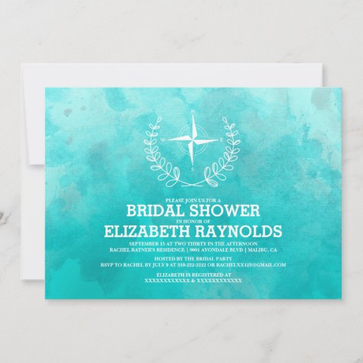 Invitation Elégant Beach Destination Bridal Showboat Invitati (Devant)