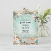 Invitation Elegant Beach Etoile de Mer et Perles Fête de Mari (Debout devant)