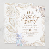 Invitation Elegant Beach Party ⎮Sea 18th Birthday (Devant / Derrière)