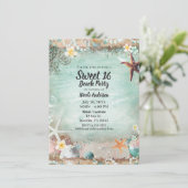 Invitation Elégant Beach Sea Starfish & Pearls Sweet 16 Party (Debout devant)
