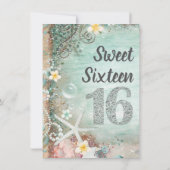Invitation Elégant Beach Sea Starfish & Pearls Sweet 16 Party (Dos)
