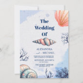 Invitation Elégant Beach Seashell Mariage de script moderne (Devant)
