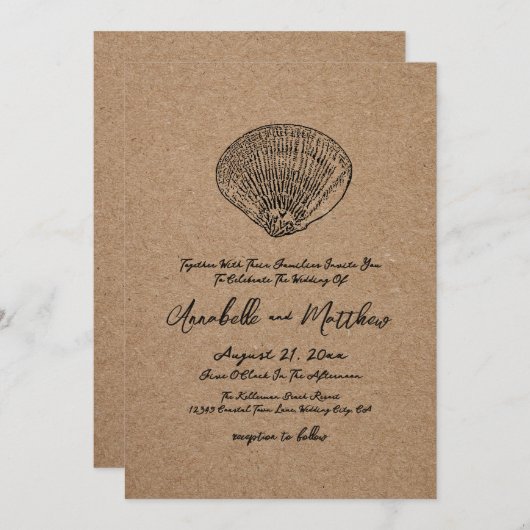 Invitation Elegant Beach Wedding (Devant / Derrière)