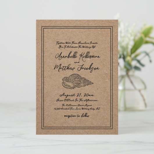 Invitation Elegant Beach Wedding (Debout devant)