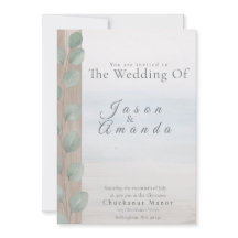 Elegant Beach with Soft Blue Wash 