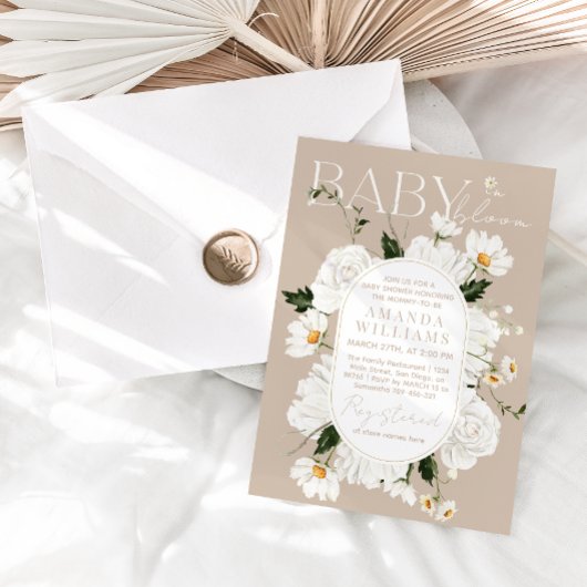 Invitation Elégant bébé dans le Baby shower de la marguerite