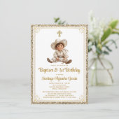 Invitation Elégant Bébé d'or Charro Baptême & Anniversaire (Debout devant)