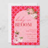Invitation Elégant bébé en tuile rose fleurie dans baby showe (Devant)