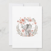 Invitation Elégant bébé fille Baby shower éléphant (Dos)