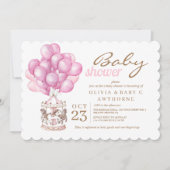 Invitation Elégant bébé fille douche rose Ballons (Devant)