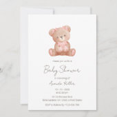 Invitation Elégant bébé fille Teddy Baby shower ours (Devant)