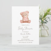 Invitation Elégant bébé fille Teddy Baby shower ours (Debout devant)