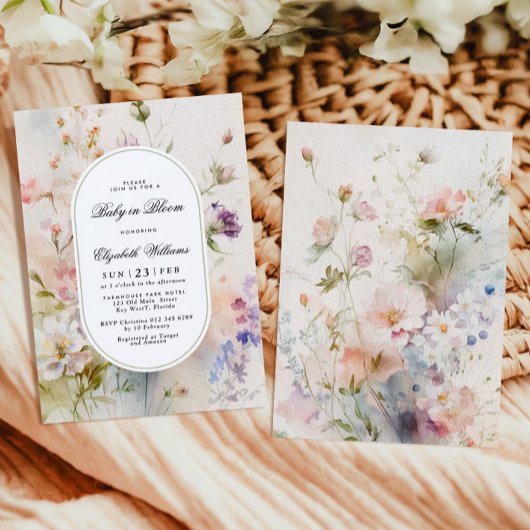 Invitation Élégant bébé floral Boho en fleurs douche