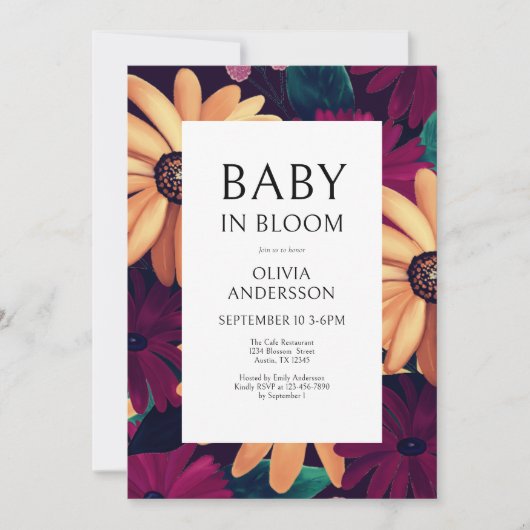 Invitation Élégant bébé floral dans le Baby shower en fleurs (Devant)