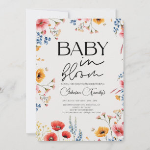 Invitation Élégant bébé moderne en fleurs Ressort douche en f