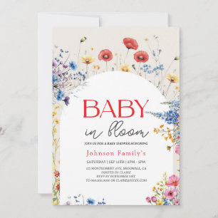 Invitation Elégant bébé moderne en fleurs Ressort douche Invi