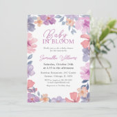 Invitation Élégant Bébé Rose En Fleur Floral (Debout devant)