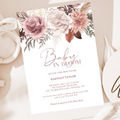 Invitation Élégant bébé rose en fleur Script Baby shower fill