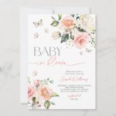 Invitation Élégant bébé rose en fleur Script Baby shower fill (Devant)