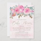 Invitation Élégant bébé rose floral dans le Baby shower en fl (Devant)
