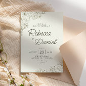 Invitation Elegant Beige Floral Minimalist Script Wedding