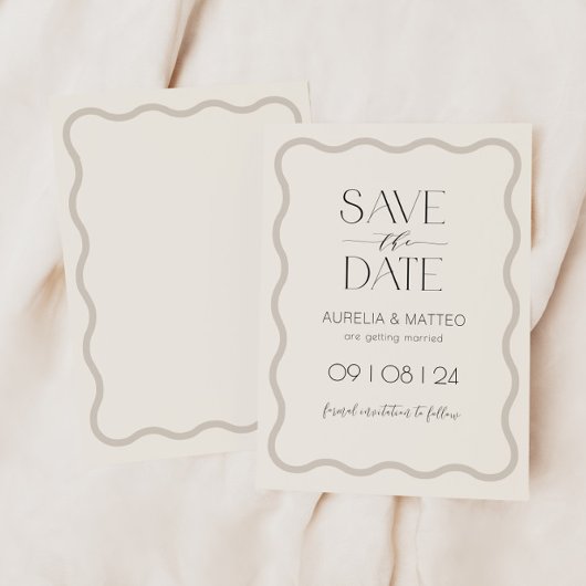 Invitation Elégant beige minimal bordure de pétoncle Enregist