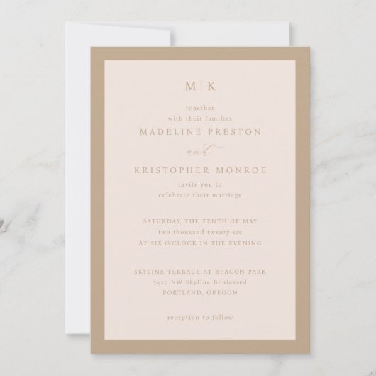 Invitation Elegant Beige Minimalist Calligraphy (Devant)
