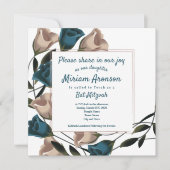 Invitation Elégant Beige Turquoise Rose Bat mitzvah Invitatio (Devant)