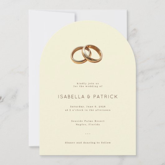 Invitation Elegant Beige Wedding Rings (Devant)