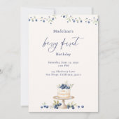 Invitation Elegant Berry First Blueberry Birthday Cake (Devant)