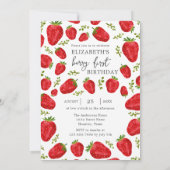Invitation Elégant Berry First Red Strawberry 1er anniversair (Dos)