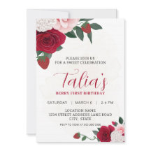 Elegant Berry Roses Première fête d'anniversaire T