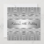 Invitation Elégant bijou d'argent 40e anniversaire (Devant)