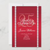 Invitation Elégant bijou diamant Ruby Red Anniversaire (Devant)