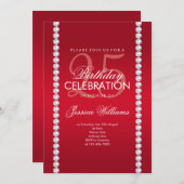 Invitation Elégant bijou diamant Ruby Red Anniversaire (Devant / Derrière)