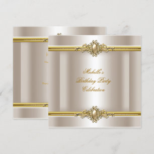 Invitation Élégant Bijou Perle Crème Or Fête d'anniversaire
