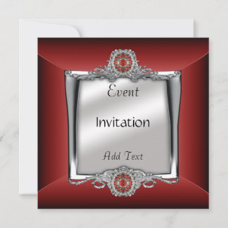 Invitation Élégant bijou rouge argent