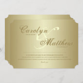 Invitation Élégant | Billet or | MERCI MARIAGE (Devant / Derrière)