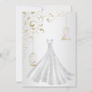 Invitation ELEGANT Birdcage mariage robe or argent mariage