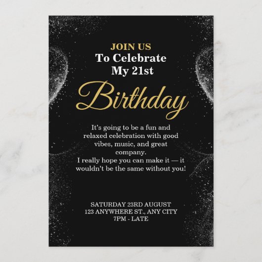 Invitation Elegant Birthday Card – Stylish CUSTOMIZABLE CARD. (Devant)