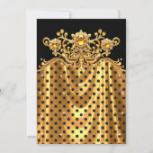 Invitation Elegant Birthday Party Silk Gold Black Polka Dots (Dos)
