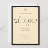 Invitation Elegant Black and Cream Art Deco Wedding Invitatio (Devant)