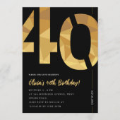 Invitation Elegant black and gold 40th Birthday Party (Devant)