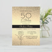 Invitation Elégant Black and Gold 50e anniversaire (Debout devant)