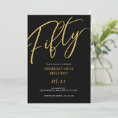 Invitation Elegant Black and Gold 50th Birthday Party (Debout devant)