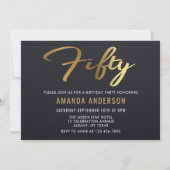 Invitation Elégant Black and Gold 50th Birthday Party Photo (Dos)