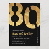 Invitation Elegant black and gold 80th Birthday Party (Devant)